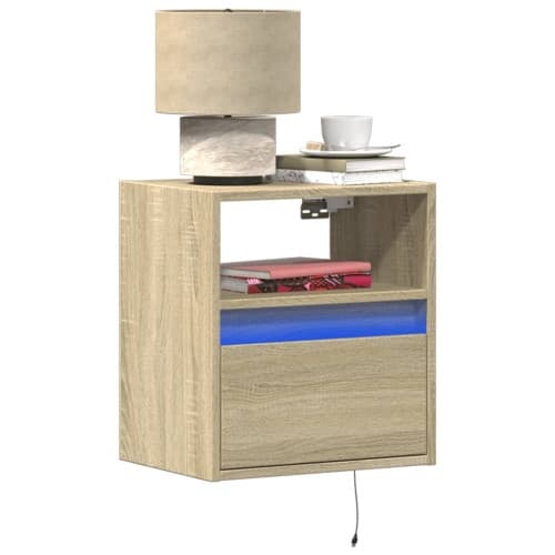 Väggmonterad tv-bänk LED 2 st sonoma-ek 41x31x45 cm