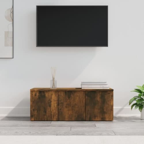 Tv-bänk rökfärgad ek 80x34x30 cm konstruerat trä