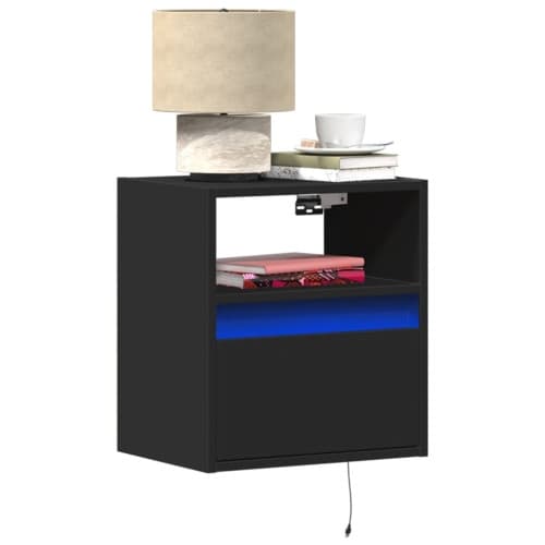 Väggmonterad tv-bänk LED 2 st svart 41x31x45 cm