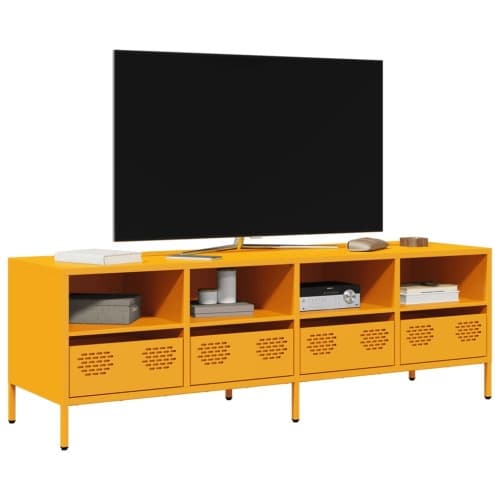 Tv-bänk senapsgul 135x39x43,5 cm kallvalsat stål