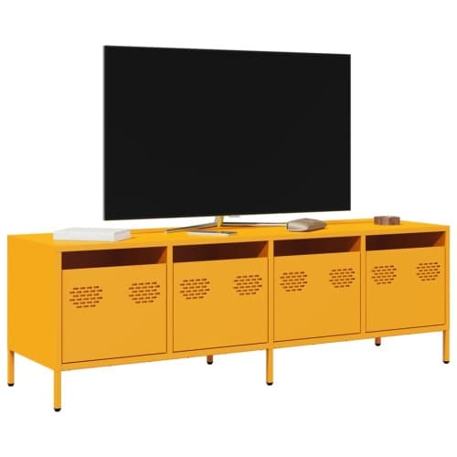 Tv-bänk senapsgul 135x39x43,5 cm kallvalsat stål