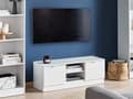 Miniatyrbilde 2 av 9: TV-stativ Hvit Sponplate 102 cm 2 Oppbevaringsskuffer 2 Hyller Skandinavisk Design Stue