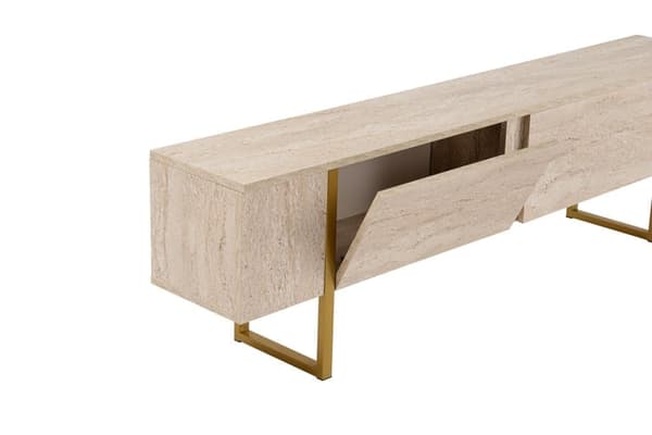 TV-bänk, Serenity - Travertin, 180x50 cm, Gyllene