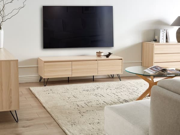 RTV-skab lysebrunt opbevaringsbord med tre hylder jernopbevaring minimalistisk stil til stuen