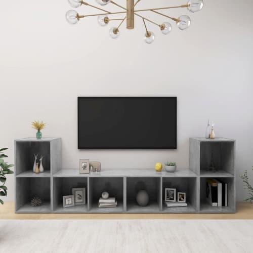 TV-skåp 4 st betonggrå 72x35x36,5 cm konstruerat trä
