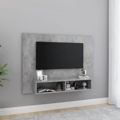 Väggmonterat tv-skåp betonggrå 120x23,5x90 cm konstruerat trä