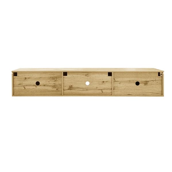 TV-taso 180x35x30 cm - Kiiltävä pinta - 16-värisellä LED-valaistuksella - seinäasennus - musta + luonnonvärinen