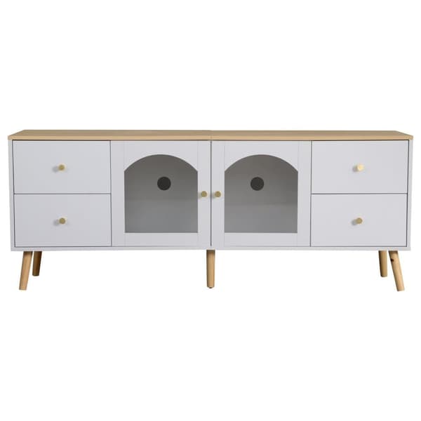 TV-skab 40x160x63,5 cm - med 2 låger - med 4 skuffer - spånplade - hvid