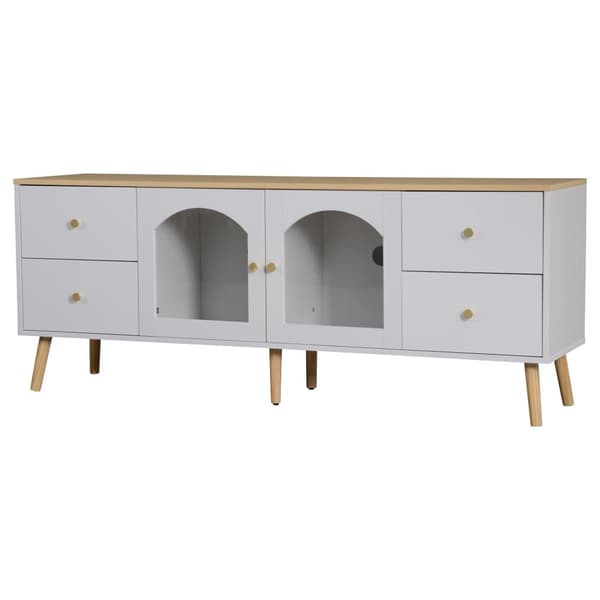 TV-skab 40x160x63,5 cm - med 2 låger - med 4 skuffer - spånplade - hvid