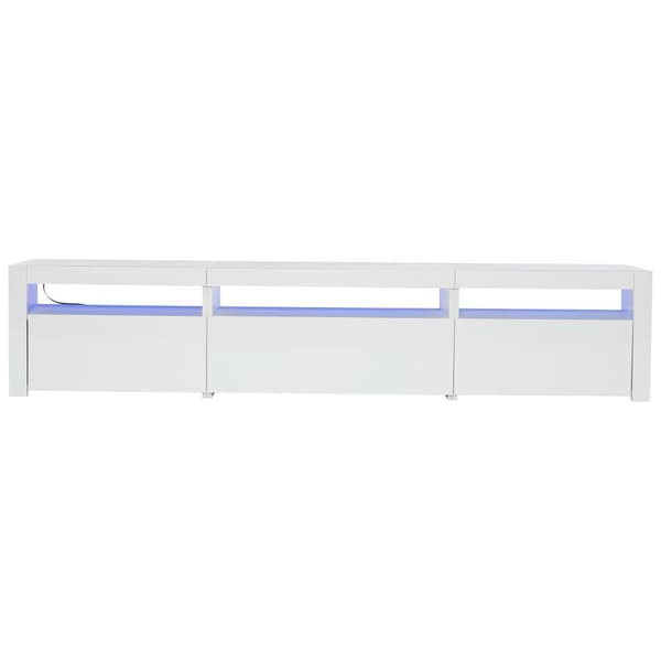 TV-bord 190x24x40 cm - Med LED-belysning - Opbevaringsplads - Til 80-tommer TV - Hvid