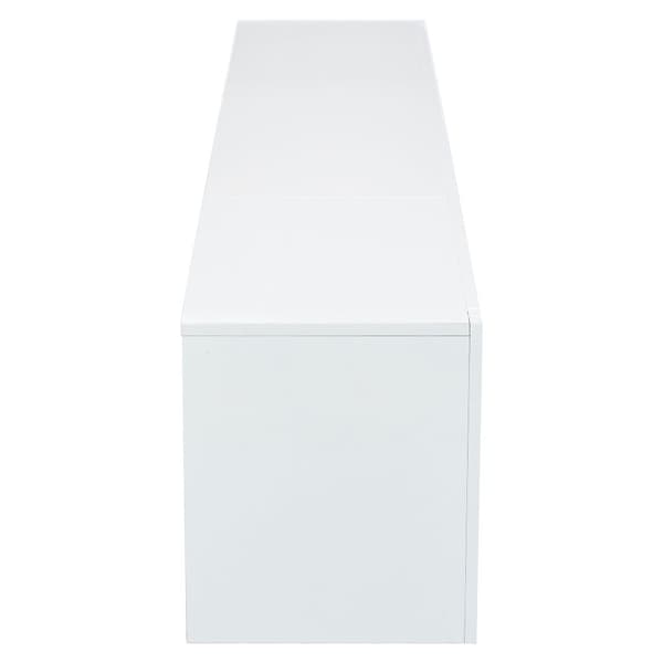 TV-bord 190x24x40 cm - Med LED-belysning - Opbevaringsplads - Til 80-tommer TV - Hvid