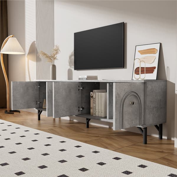 TV-skåp 160x38x55,5 cm - 4 dörrar - spånskiva - grå