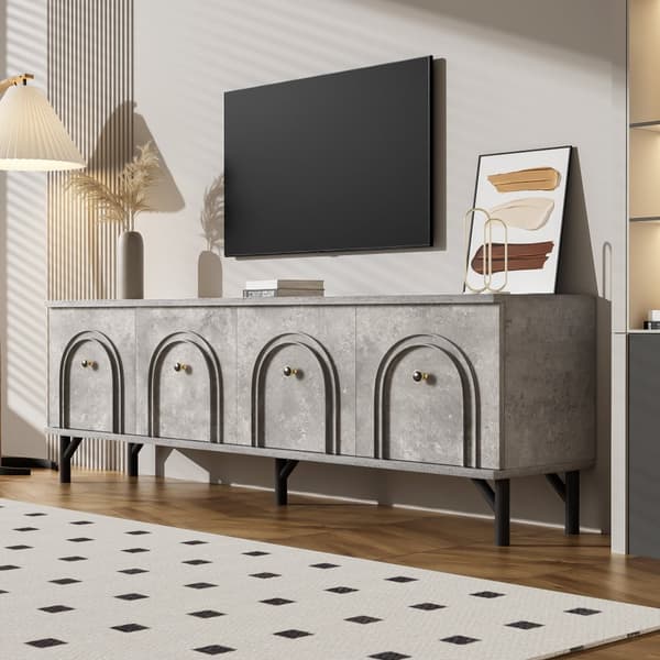 TV-skåp 160x38x55,5 cm - 4 dörrar - spånskiva - grå