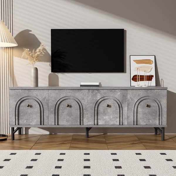 TV-skåp 160x38x55,5 cm - 4 dörrar - spånskiva - grå
