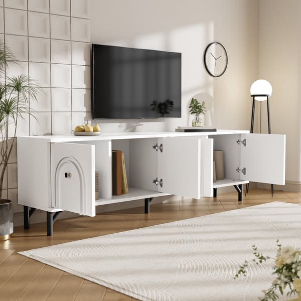 TV-skab 160x38x55,5 cm - med 4 låger - spånplade - hvid