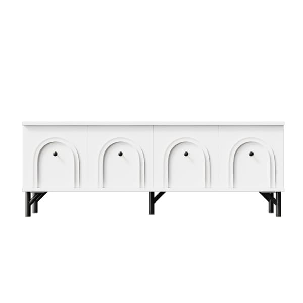 TV-skab 160x38x55,5 cm - med 4 låger - spånplade - hvid