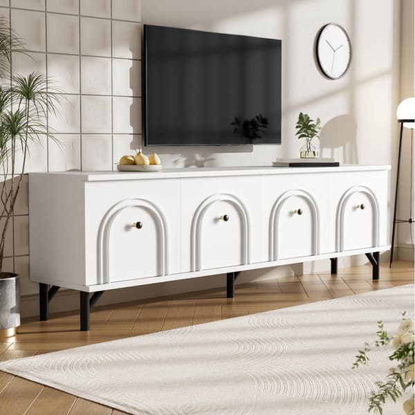 TV-skab 160x38x55,5 cm - med 4 låger - spånplade - hvid