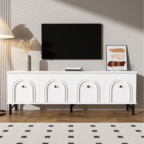 TV-skab 160x38x55,5 cm - med 4 låger - spånplade - hvid