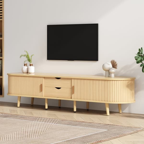 TV-bord 175x40x42 cm - med 2 skuffer - med 2 skydelåger - natur