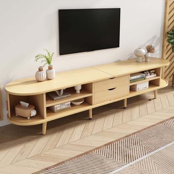 TV-bord 175x40x42 cm - med 2 skuffer - med 2 skydelåger - natur
