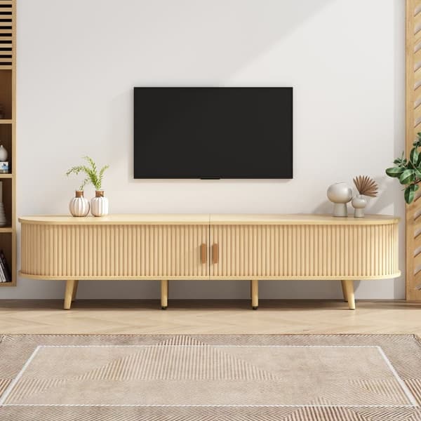 TV-bord 175x40x42 cm - med 2 skuffer - med 2 skydelåger - natur