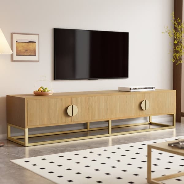 TV-taso 180x40x40 cm - 4 ovea - lastulevy - luonnollinen viimeistely