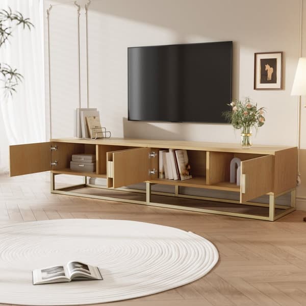 TV-taso 180x40x40 cm - 4 ovea - lastulevy - luonnollinen viimeistely