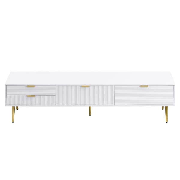 Moderne tv-bord 170 cm - med 2 skuffer og 2 låger - hvid