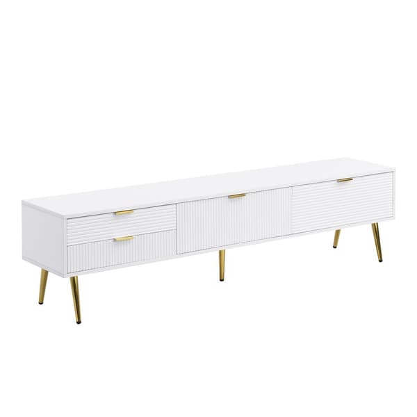 Moderne tv-bord 170 cm - med 2 skuffer og 2 låger - hvid