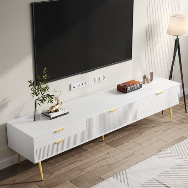 Moderne tv-bord 170 cm - med 2 skuffer og 2 låger - hvid