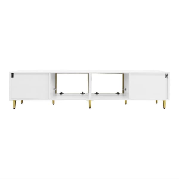 TV-bord 170x33x40 cm - med 4 låger (2 glaslåger) - spånplade - hvid