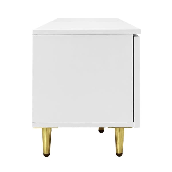 TV-bord 170x33x40 cm - med 4 låger (2 glaslåger) - spånplade - hvid