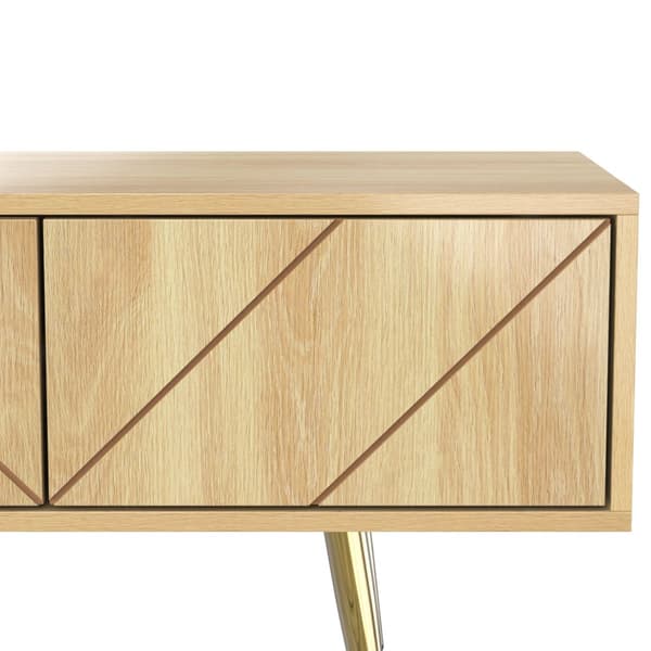 TV-skab 160x36x42cm - med 2 skuffer og 2 låger - gyldne fødder - natur