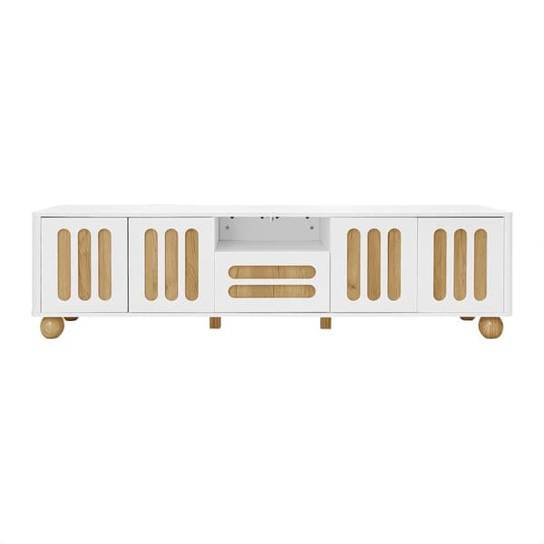 Moderne tv-bord 180x40x47 cm med LED - med 4 låger og 1 skuffe - hvid