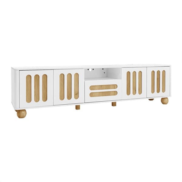 Moderne tv-bord 180x40x47 cm med LED - med 4 låger og 1 skuffe - hvid