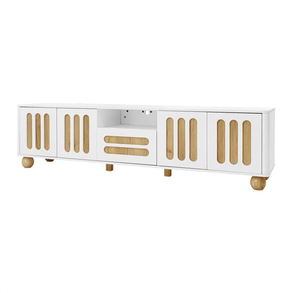 Moderne tv-bord 180x40x47 cm med LED - med 4 låger og 1 skuffe - hvid