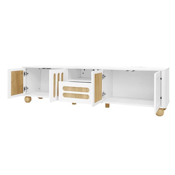 Moderne tv-bord 180x40x47 cm med LED - med 4 låger og 1 skuffe - hvid