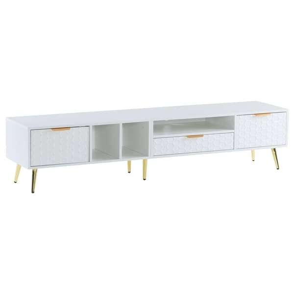 Moderni TV-taso 180 cm - 1 laatikko + 2 ovea + 3 lokeroa - Valkoinen