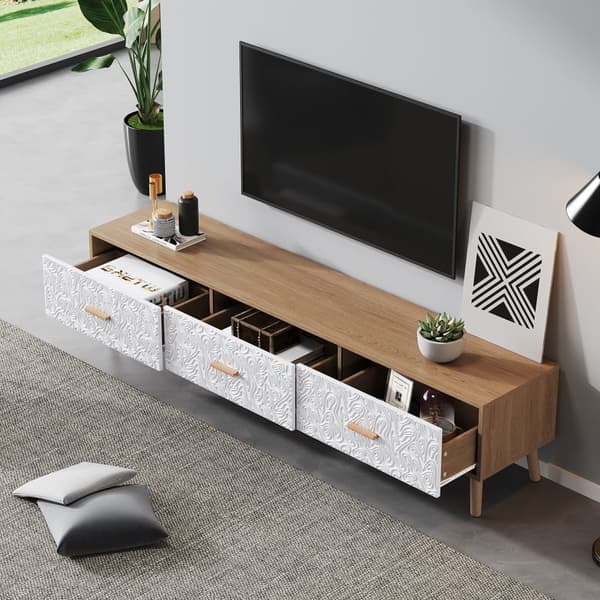 TV-skab 150 cm - 3 skuffer - spånplade - hvid