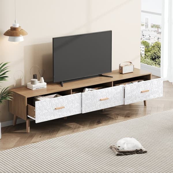 TV-skab 150 cm - 3 skuffer - spånplade - hvid