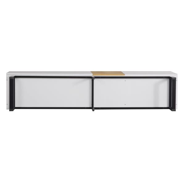 TV-bord 180 cm - med 2 skuffer og 5 rum - lavet af MDF - hvid og natur