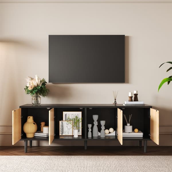 TV-möbel 150 cm - med 4 dörrar - svart