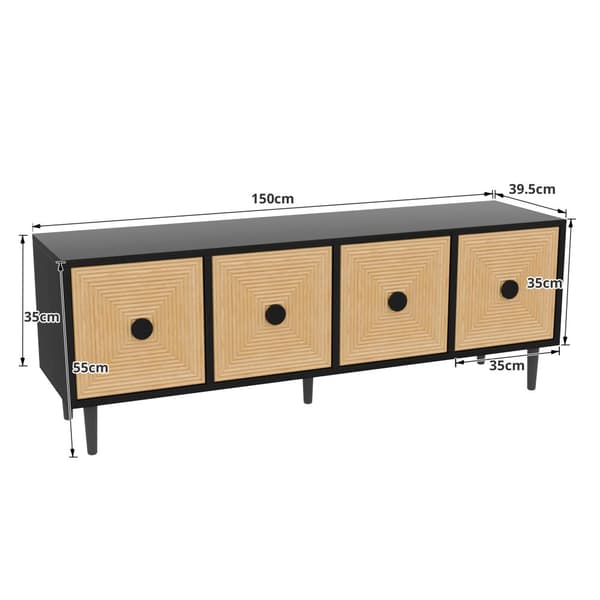 TV-möbel 150 cm - med 4 dörrar - svart