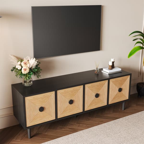 TV-möbel 150 cm - med 4 dörrar - svart