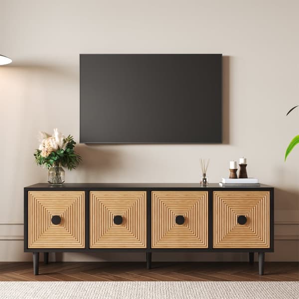 TV-möbel 150 cm - med 4 dörrar - svart