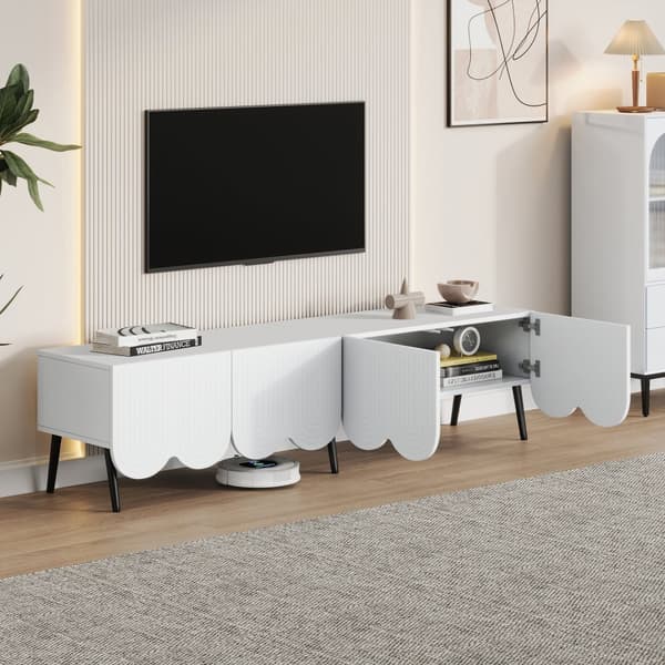 TV-skab 180 cm - 4 låger, 2 rum - spånplade - hvid
