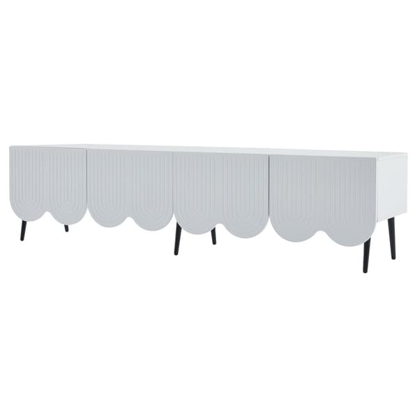 TV-skab 180 cm - 4 låger, 2 rum - spånplade - hvid