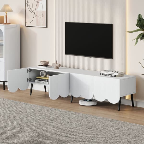 TV-skab 180 cm - 4 låger, 2 rum - spånplade - hvid