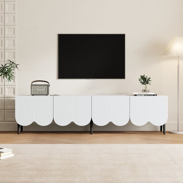 TV-skab 180 cm - 4 låger, 2 rum - spånplade - hvid