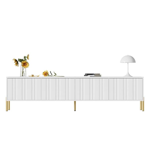 TV-skåp L 190 cm - 4 dörrar och 8 hyllplan - modern stil - vit